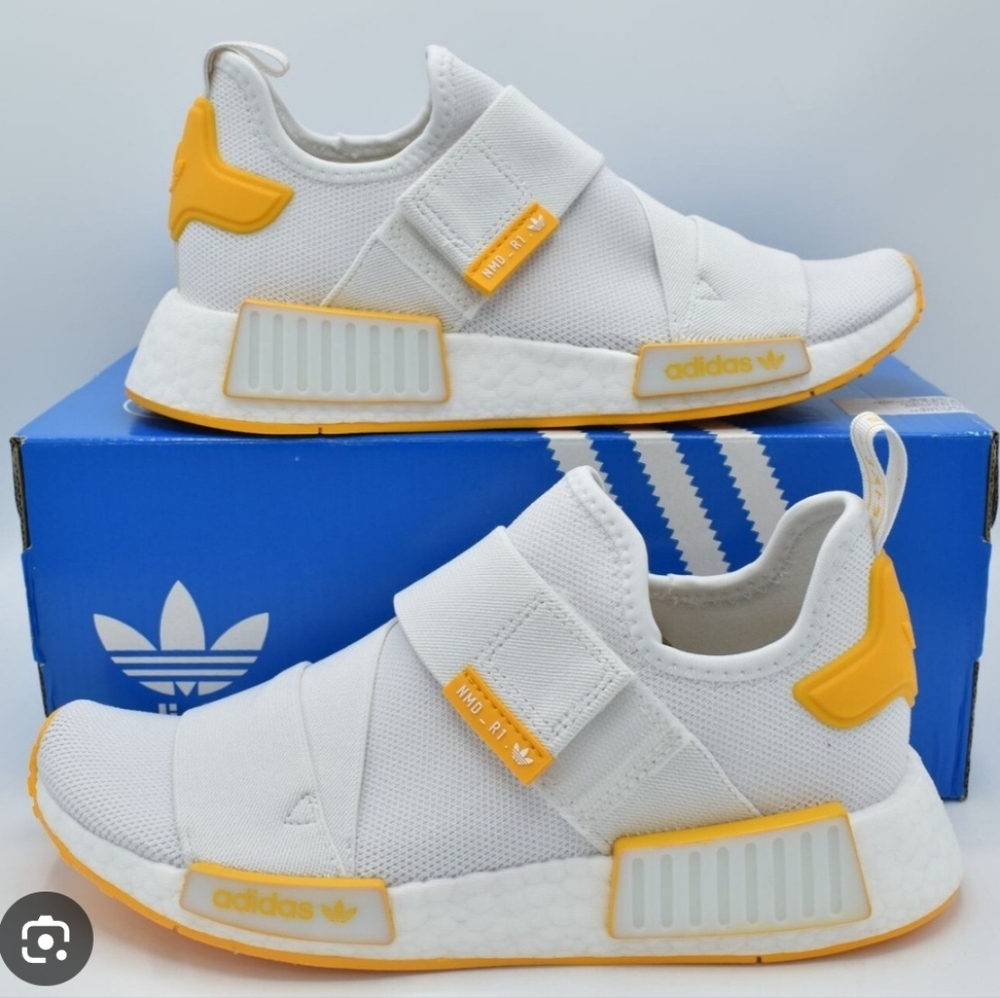 Adidas Originals NMD_R1 Strap Shoes - Cloud White And Collegiate Yellow Size 8